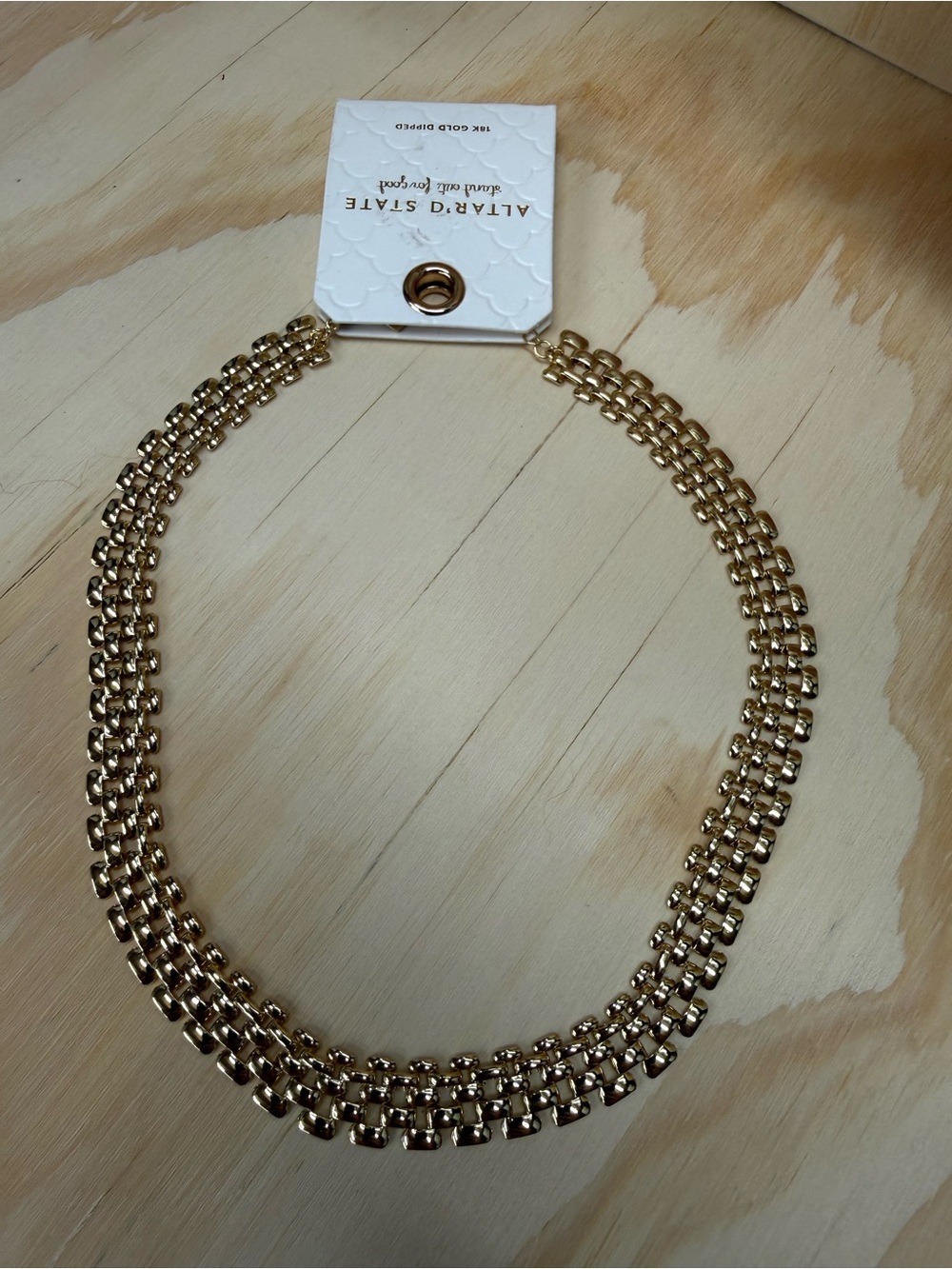 Altar'd State Gold Triple-Row Chain Necklace